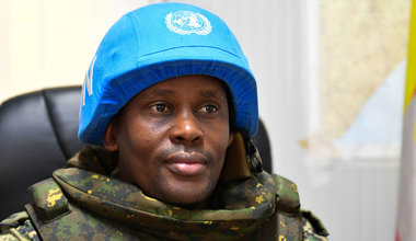 UN Photo/Ilyas Ahmed The Commander of the United Nations Guard Unit (UNGU) in Somalia, Colonel Stuart Agaba speaks during an interview in Mogadishu.