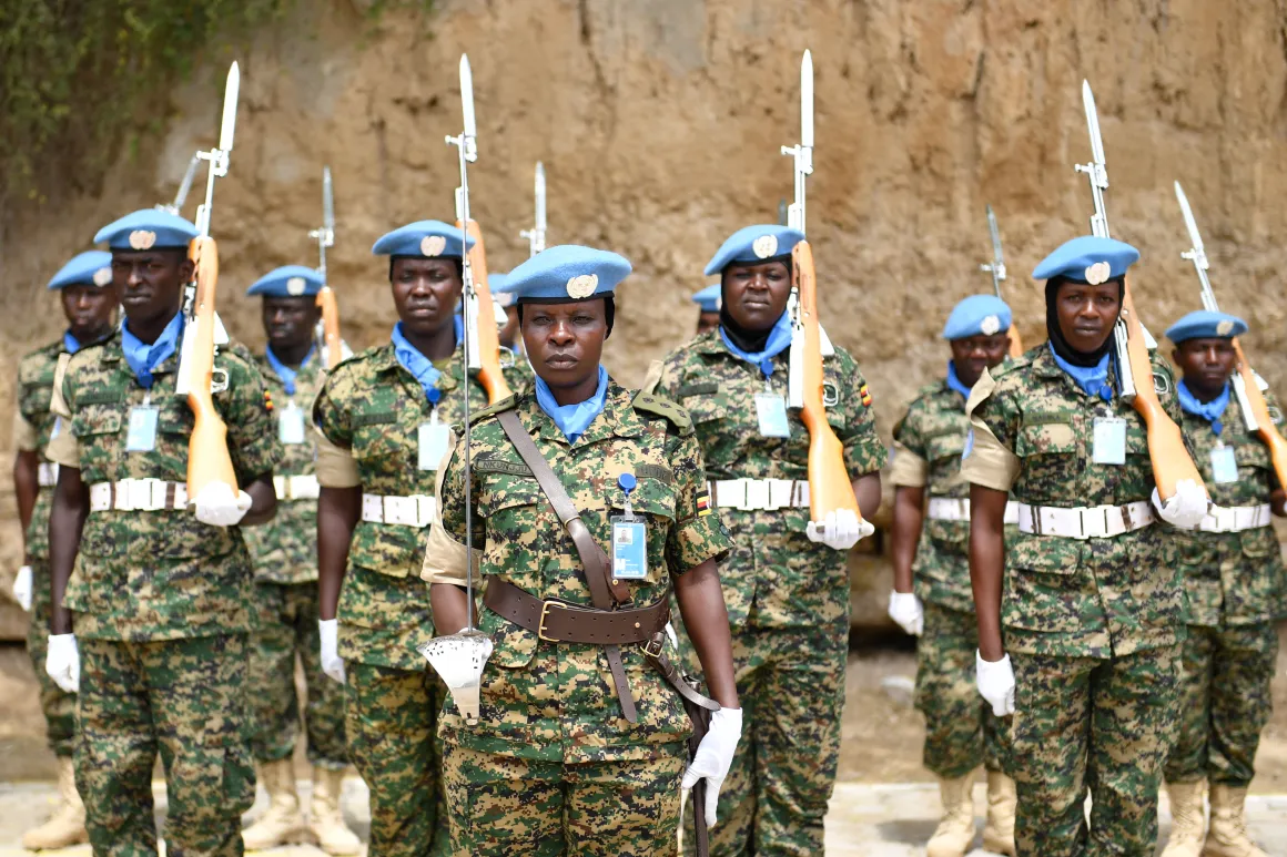 Ugandan soldiers serving under the United Nations Guard Unit, on parade during the command hand over/takeover ceremony held in Mogadishu, Somalia on July 25, 2019.UN Photo/Ilyas Ahmed